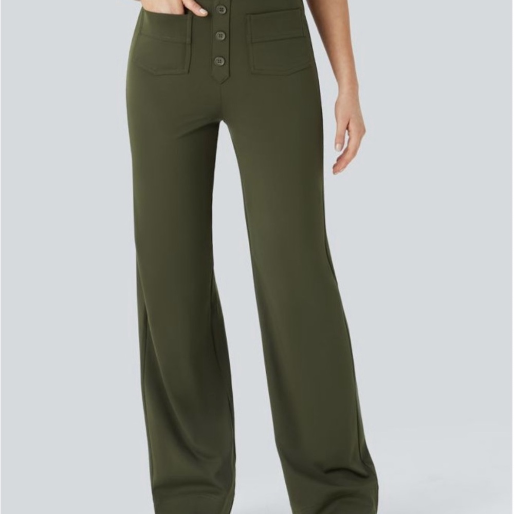 HALARA Green Wide Leg High Waisted Pants